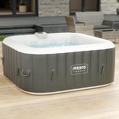 Arebos Vasca idromassaggio gonfiabile | 154x154 cm | per interni ed esterni | 4 persone | 100 ugelli massaggianti | 600 Litri | incl. copertura