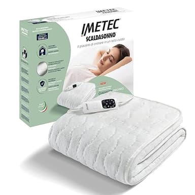 Imetec Scaldasonno Adapto Recreo, Singolo 150 x 80 cm, Riscaldamento Rapido, Temperatura Costante e Personalizzata, Tessuto Anallergico Riciclato Lavabile, Comando con 6 Temperature, Made in Italy