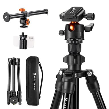 K&F CONCEPT Treppiede con Braccio Estensibile, Treppiede Fotocamera e Smartphone 195cm, Treppiede da viaggio in Alluminio Leggero, Compatibile con Canon Nikon Sony DSLR iPhone, 360° Testa a sfera