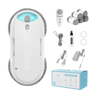 HIXZAP Robot Lavavetri,doppia elica4800-6400pa Robot Lavavetri Automatico con Doppio Getto D'acqua,3 Modalità di Pulizia,Rilevamento Intelligente dei Bordi,Telecomandoe 10 Panni