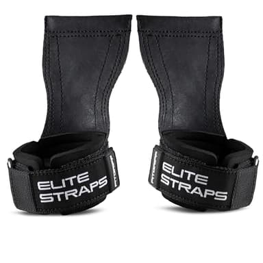 Fitgriff® Elite Straps 2.0 - Straps Palestra con Gomma Grip - Ganci Sollevamento Pesi per Stacchi, Gym, Lifting (Nero, S/M)