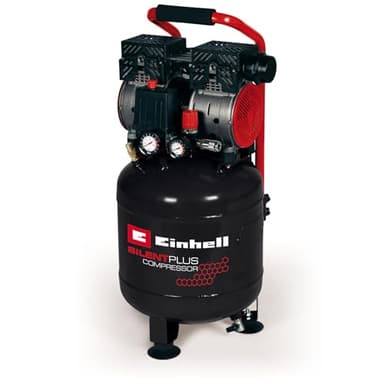 Einhell TE-AC 24 Compressore silenziato (220-240 V, 750 W, serbatoio aria verticale 24 l, max 8 bar, portata aria max 100 l/min., cilindri 2, autolubrificato -no olio, inc. 2 manometri, 57 dB(A))