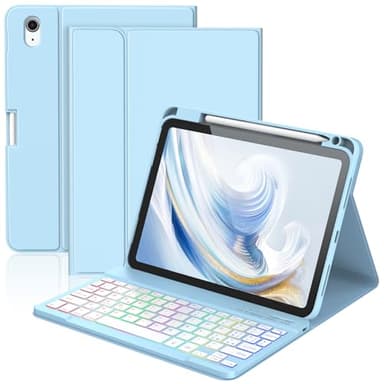 KBCASE Custodia Tastiera per iPad A16 11/10 Generazione,Cover iPad A16 11/10 Generazione con Bluetooth Tastiera (11/10.9 Pollici, 2025/2022), Italiano QWERTY,con Portapenna,Blue