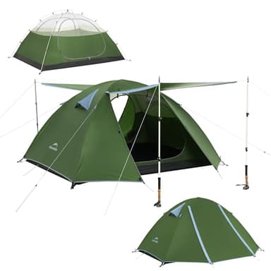 Naturehike Bleik Tenda a cupola ultraleggera per 2 persone, con 2 tende per campeggio, trekking e ciclismo (verde/2 persone)