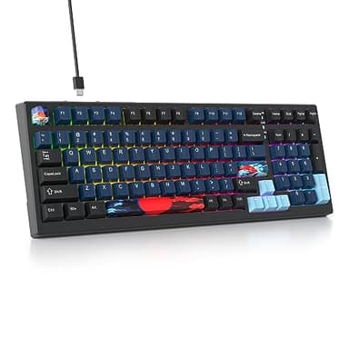 SOLIDEE Tastiera Meccanica Sostituibile a Caldo cablata al 95%,Gasket retroilluminazione RGB con interruttore bianco,98 tasti,tastiera NKRO per giocatori di PC portatili Windows(98 Blue)