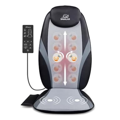 Snailax Shiatsu Massaggiatore con Riscaldamento, Gel - Nodo Massaggiante Profondo Impastamento Massaggio, Cuscino Massaggio per Sedia da Casa