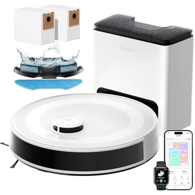 Lefant M2 Plus Robot Aspirapolvere Lavapavimenti con Mappatura Laser, Navigazione dToF + Sensori PSD, 6000Pa, Stazione di Raccolta Automatica 2,5L, Pulizia Personalizzata, WiFi App Alexa, Bianco