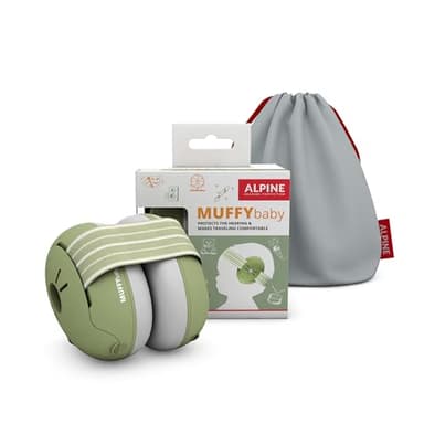 Alpine Muffy Baby - Cuffie antirumore per neonati e bambini piccoli fino a 36 mesi - Protettori acustici per neonati - Previene i danni dell’udito - Migliora il sonno in viaggio - Verde