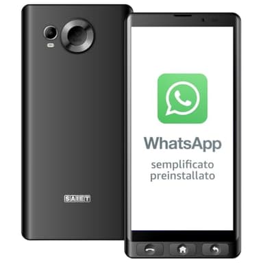 SAIET - Cellulare Smart Senior STS600 MAX Per Anziani 4G e Bluetooth - Tasti e Lettere Grandi - Custodia Protettiva Inclusa - Smartphone con Whatsapp e SOS