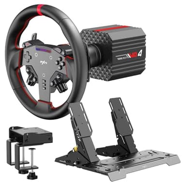 PXN VD4 Bundle Volante da Corsa Direct Drive – Base Servo-Motore 4Nm, Volante W AS Gaming, Pedali PD HM Freno & Acceleratore, Morsetto da Tavolo – Compatibile con PC Windows