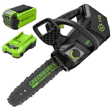 Greenworks GD40TCSK2 Motosega a Batteria con Impugnatura Superiore, Motore Brushless, Lunghezza Barra 25cm, Velocità Catena 12m/s, 2,4kg, Auto-Lubrificante, Batteria 40V 2Ah e Caricabatterie