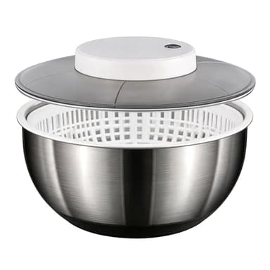 Centrifuga per Insalata, Centrifuga per Lattuga Automatica da 4,8 Litri, Asciuga Insalata Centrifuga di Grande Capacità in Acciaio Inossidabile, Elettrico USB Drenare Rapidamente Lava Insalata per Fru