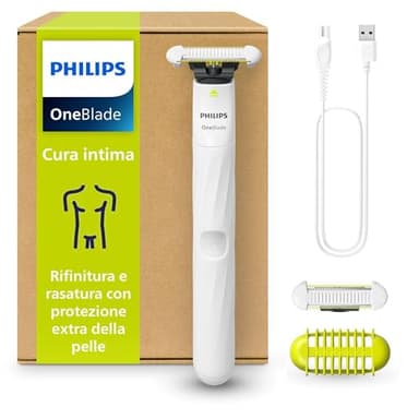 Philips OneBlade Intimate, cura intima, rifinitura e rasatura con protezione extra della pelle, Rasatura precisa e confortevole - senza radere completamente a zero, modello QP1924/30