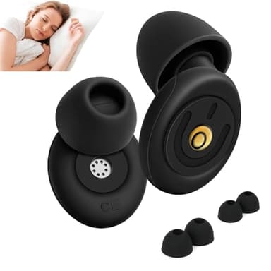 Tappi per dormire -50dB Soppressione Rumori, 15s Sollievo Pressione, Ideali per Dormire di Lato, Russare e Viaggi. Riutilizzabili con 1 Paio + 2 Ricambi, Custodia, Colore Nero