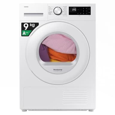 Samsung Asciugatrice Crystal EcoDry DV90DG52A0TE, 9 kg, Wifi, Pompa di Calore, Optimal Dry Sensor, Display Led, Filtro 2 in 1, Carica Frontale, 60l x 85h x 60p cm