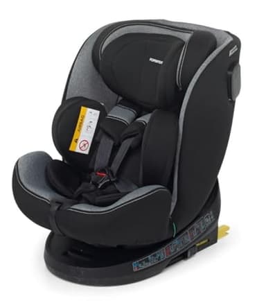 Foppapedretti Seggiolino Auto Circle I-Size, Seduta Girevole a 360°, per bambini da 40 a 150 cm di altezza, 0-12 anni, conforme ECE R129, Fissaggio Isofix e TopTether, Safe Body Protection, Carbon