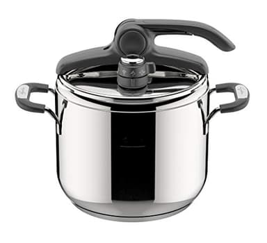 Lagostina Briosa LagoeasyUp Pentola a Pressione in Acciaio Inox 18/10 con Apertura Facile, Fondo Lagofusion e Valvola a Due Pressioni, Pentola a Pressione per Induzione e Gas, Capacità 7L