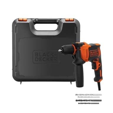 BLACK+DECKER 710W Trapano a percussione a filo ad alte prestazioni, 0-2800 giri/min, con 4 punte e kitbox, BEH710K-QS