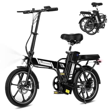 EVERCROSS EK5 Bicicletta Elettrica Adulti, Pieghevole E-Bike con Pneumatico Grasso 16'', Bici Elettrica da Montagna con 15/20/25 KM/H, Motore 250W, Autonomia 35-60KM, Bike Città con Sedile Regolabile