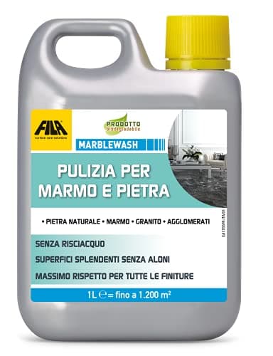 FILA Surface Care Solutions, MARBLEWASH, Detergente per Superfici in Marmo e Pietra senza Risciacquo e adatto a tutti i tipi di Finitura, 1L