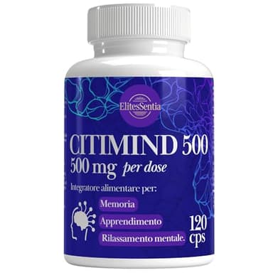 ElitesSentia CitiMind 500 - Integratore Memoria,Concentrazione e Stanchezza Mentale-Con Citicolina,Fosfatidilserina,Bacopa,Vitamina B6 e Boro,120 Caps Per Due Mesi.