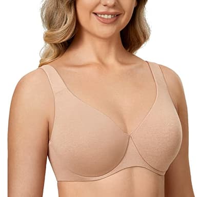 DELIMIRA Donna Reggiseno Taglie Forti Minimizer Senza Cuciture con Ferretto Senza Imbottitura Farina d'avena Heather(Suggerimento: Taglia +1 di Giro.) 5E