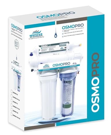 Whimar OsmoPro 50 GPD 190 L/g – Impianto Osmosi Inversa RO a 4 Stadi per Acquario Marino e d'acqua Dolce con Membrana Vontron, Flush Valve e Post-Filtro Carbone