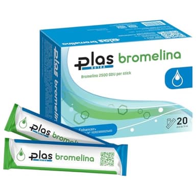 Plas Pharma® Bromelina Forte Drenante Alto Dosaggio 5000 GDU/g 20 Stick Gel Gusto Ananas Ultra Forti Made in Italy