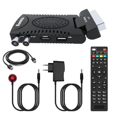 Romicta Decoder Digitale Terrestre 2025 DVB-T2, 1080P H.265 HEVC 10Bit, Decoder DVB-T2 con USB PVR e Youtube, HDMI/SCART, Lettore Multimediale, Telecomando Universale 2 in 1