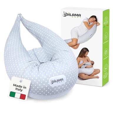 Dilamababy Cuscino Gravidanza Fiocchi di Memory e Fiber Made in Italy – Comodo per Dormire e per Allattamento - Supporto Ergonomico Pancia, Schiena, Gambe con Federa Sfoderabile e Lavabile