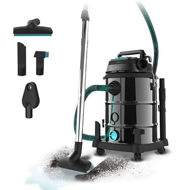 Cecotec Aspiratore per solidi e liquidi 30 L Conga Rockstar Wet & Dry Steel Pro. 1600 W, 23 kPa, Sistema di drenaggio, Aspirapolvere e soffiante, Struttura in metallo, Ruote, Raggio d'azione 5 m