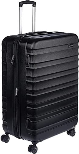 Amazon Basics, Valigia Rigida Espandibile, Bagaglio da Viaggio in ABS con 4 Ruote Girevoli Doppie, Struttura Leggera e Resistente ai Graffi, 52,6cm x 32cm x 78cm, Colore Nero