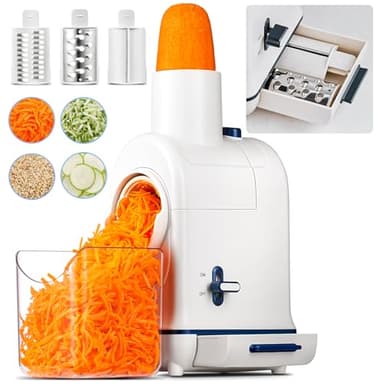 Tagliaverdure elettrico professionale, Aobosi Tritatutto elettrico,con ampio scivolo per carota intera, patata, 3 lame e motore silenzioso, scatola di stoccaggio-Aggiornamento