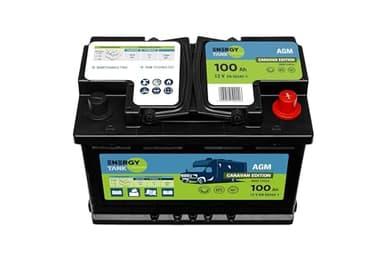 EnergyTank Batteria AGM a Scarica Lenta 12 V 100Ah per Camper, Barca e Servizi - Anti-vibrazioni - Senza Manutenzione