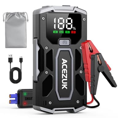 ACEZUK Avviatore Batteria, 7000A Avviatore di Emergenza per Auto/Moto(7.0L Gas or 5.5L Diesel) Starter Batteria Portatile Jump Start con LED/LCD Booster Avviamento