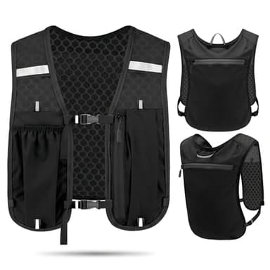 Zaino da Corsa Leggero con Idratazione, Rete Traspirante e Strisce Riflettenti - Reggibile per Trail Running, Ciclismo, Trekking e Maratona (Nero)