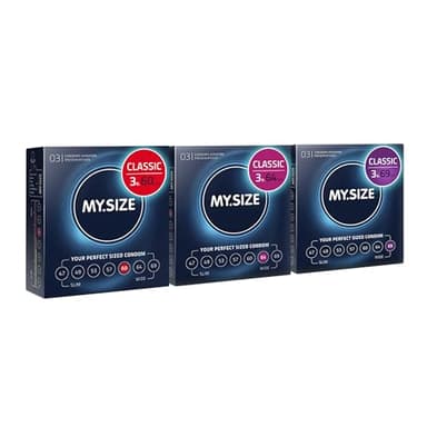 My.Size Lot de 3 boîtes de préservatifs taille 3 x 3 pièces - 60, 64, 69mm (un total de 9 préservatifs)