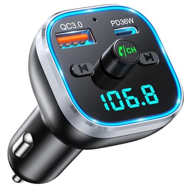 Mohard [2026 Migliorata] Bluetooth Auto, 54W PD & QC 3.0 Trasmettitore FM Bluetooth 5.3 Auto Ricarica Rapida, Adattatore Accendisigari con Luce, Chiamata Vivavoce Integra Musica HiFi Assistente Vocale