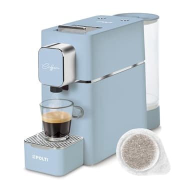 Polti Coffea S15LB, Macchina per Caffè Espresso, Compatibile con Cialde E.S.E. 44 mm, Serbatoio 0,85L, Pressione Pompa 19 bar, Colore Azzurro