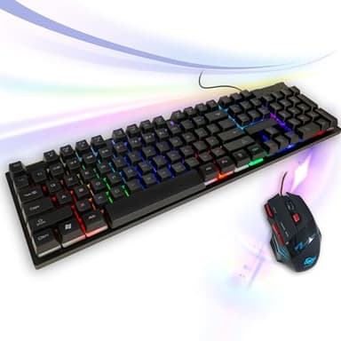 YASTA Kit Mouse e Tastiera Meccanica Gaming con Cavo USB 9311 Layout Italiano Retroilluminato RGB/LED Mouse Ergonomico da Gioco con Supporto Pollice per PC Laptop