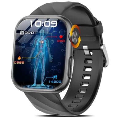 2026 Nuovo Smartwatch Uomo con ECG/Glιϲemι⁠⁢α/Pressione Sanguigna/Cardiofrequenzimetro/Sonno/Acido Urico/Temperatura Corporea/BMI/HRV,1,97"AMOLED Salute Orologio Fitness con Chiamate/Pulsante SOS