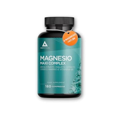Magnesio Completo 1250mg |4 Magnesio Bisglicinato +Citrato +Malato+ Ossido marino+ Vitamina B6| Stanchezza, Articolazioni e Muscoli- Magnesium Complex Compresse 180giorni per Donna Uomo | Bodyathlon