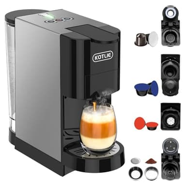 KOTLIE AC-513HF Macchina da caffè multifunzione 5 in 1 per NES/per DG/Caffè in polvere/ESE(44 mm)/per a modo mio, per tazze alte (Nero)