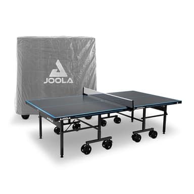 JOOLA Tavolo da ping pong per esterni, in alluminio, resistente alle intemperie, con copertura per tavolo, struttura pieghevole, montaggio rapido, con rete inclusa, colore: grigio/blu, 274 x 152,5 x
