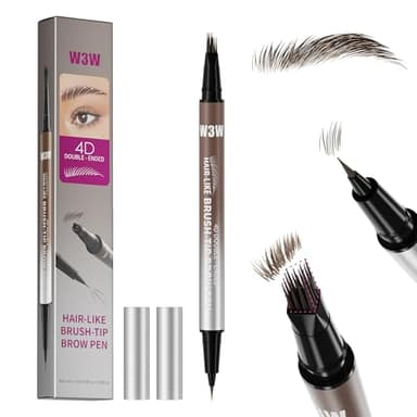 W3W 4D matita sopracciglia make up, penna sopracciglia effetto pelo,matita sopracciglia microblading,waterproof eyebrow pencil,4D Quadrato angolato + Ultra-Fine,02 Medium Brown(Marrone medio)