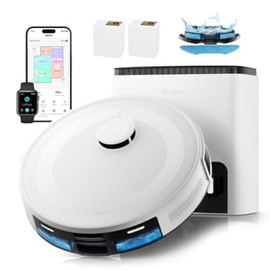 Lefant M2 Plus Robot Aspirapolvere Lavapavimenti con Mappatura, 6000Pa Aspirazione, Svuotamento Automatico,Navigazione Laser dToF, Evitamento Ostacoli PSD, Pulizia Personalizzata, Alexa/APP/WiFi