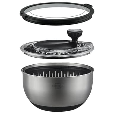SILBERTHAL centrifuga insalata acciaio inox 4,5L con coperchio ermetico – asciuga, lava e scola rapidamente – per frutta e verdura – salad spinner senza BPA, lavabile in lavastoviglie base antiscivolo
