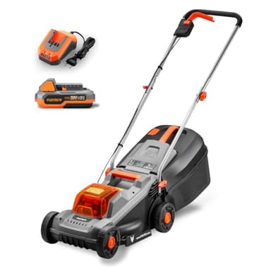 FUXTEC Tagliaerba a Batteria 20V E1RM20ECO-SET, batteria 4Ah + caricabatterie, per giardini piccoli e medi, larghezza di taglio 30cm, cesto di raccolta 30L, altezza di taglio regolabile 30-70mm