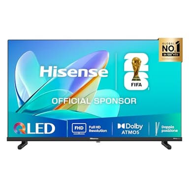 Hisense TV 32" QLED Full HD 2025 32E53QT, Smart TV VIDAA U8, HDR10, Airplay2, Game Mode, Dolby Atmos, Works with Alexa, Tuner DVB-T2/S2 HEVC 10, lativù, 32'', 2025 QLED