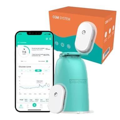 Monitoraggio della glicemia senza puntura del dito, dispositivo indossabile per il monitoraggio della glicemia, monitoraggio continuo della glicemia, compatibile iOS Android (1 sensore (2 settimane))